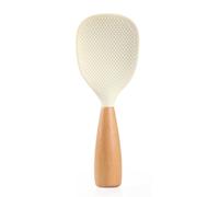 Stand-up Silicone Rice Spoons, Wooden Handle Household Rice Paddle Heat Resistant Anti-scalding Rice and Potato Servers, Non-Stick & Easy Clean, Durable Kitchen Essential