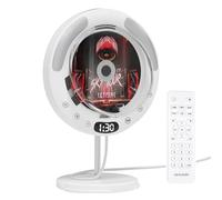 Stand & Wall Mounted CD Player, Bluetooth, FM Radio, USB, AUX, HiFi Stereo Speakers, Portable Music Player with Remote, Timer, Pull Switch, Ideal for Bedroom, Kitchen, Home Audio, With dust cover