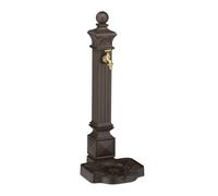 Relaxdays Standing Water Fountain, Antique Look, Tap & Basin, HWD: 82 x 29 x 33 cm, Garden, Terrace, Ornamental, Brown, Aluminium, 65 x 25 x 30 cm