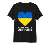 Stand with Ukraine Geometric Art Heart Flag Premium T-Shirt