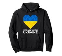 Stand With Ukraine Geometric Art Heart Flag Pullover Hoodie