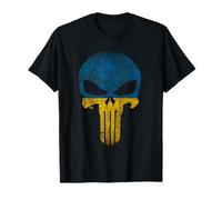 Stand with Ukraine Military Patriotic Flag Skull Man T-Shirt
