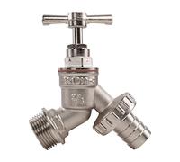 Standard 1/2" bspm OR Large 3/4" bspm Silver Brass Traditional bib tap,NO TARNISHING JUST Shiny! (3/4" bspm)