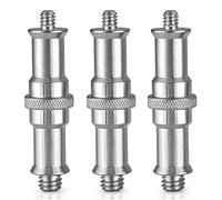 Standard 1/4 to 3/8 inch Metal Male Convertor Threaded Screw Adapter Spigot Stud for Studio Light Stand, Hotshoe/Coldshoe Adapter, Ball Head, Wireless Flash Receiver, Trigger (3 Pieces)