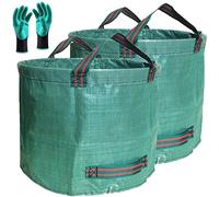 Standard 2-Pack 16 Gallon Yard Lawn Garden Bags (D18, H15 inch) with Gardening Gloves, Yard Waste Bags,Garden Debris Bag,Camping Trash Bags,Recycling Bag,Laundry Bag,Lawn Weeds Bag,Leaf Bags 4 handles