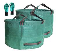 Standard 2-Pack 46 Gallon Yard Garden Bags (D26, H19 inch) with Gloves for Yard Waste Bags,Lawn Debris,Weeds Bag,Recycle Bin,Laundry Container,Camping Waste Bin,Lawn Grass Clippings,Leaf Bag 4 Handles
