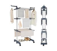 (Standard-24) 4-Tier Clothes Drying Rack: Extra Large, Extendable 18-32M Space. Movable/Adjustable, Indoor/Outdoor Use. Mobile Laundry Airer, Extra Feedback Gift