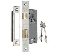 Standard 3 Lever Sash Lock 63mm (2, 1/2 Inch) Nickel Plated