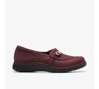 Clarks Women's Certina Ease Wine Nubuck Slip Ons Flat in Red | Size: 4/Standard Fit