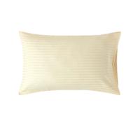 HOMESCAPES Pastel Yellow Pure Egyptian Cotton Pillowcase Standard Size 330 TC 500 Thread Count Percale Equivalent Satin Stripe Housewife Pillow Case