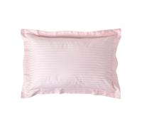 HOMESCAPES Pink Pure Egyptian Cotton Oxford Pillowcase Standard Size 330 TC 500 Thread Count Percale Equivalent Satin Stripe Pillow Case