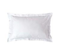(Standard - 48 x 74 cm, White) Egyptian Cotton Satin Stripe Oxford Pillowcase 330 Thread Count