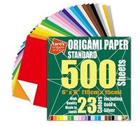 [Standard 500 Made in Japan] Taro's Origami Studio Premium Japanese Origami Paper (6 inch, 500 Sheets, Single Side 23 Colors Including Gold and Silver)