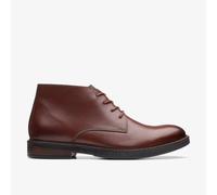 Clarks Men's Paulson Mid Mahogany Leather Ankle Boots, Chukka Boots, Lace Up in Brown | Size: 6.5-Standard Fit Clarks Brown 6.5-Standard Fit