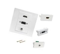 Standard 86mm HDTV VGA 3.5mm Wall Outlet Plate for Multimedia Connectivity Easy Solderless Setup in Various Setting Solderless Multimedia Wall Plate