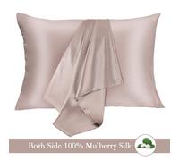 (Standard, Apricot Gray) 2 Pack 100% Mulberry Silk Pillowcase Queen Size Gray, 16 momme 6A Grade, Soft Breathable for Hair and Skin