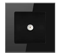 Standard Black UK Single/Double Plug in Power Wall Electrical Switched/USB Socket Charger Ports Crystal Tempered Glass Panel (Tv Interface)