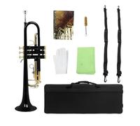 Standard Brass Black Trumpet Instrument Brass Body Colorful Gold Key Trumpet with Pressure Valve Cleaning Accessories(Color:1)