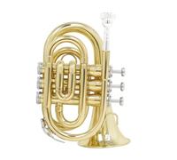 Standard Brass Mini Pocket Trumpet Bb Flat Pocket Trumpet Mouthpiece Carrying Bag Brass Instrument Parts
