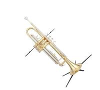 Standard Brass Trumpet instrument all yellow/nickel plated/three colors/B flat three tone trumpet for beginners to play(Color:Multi-colored)