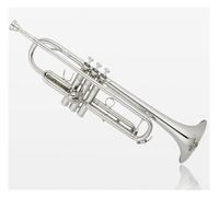 Standard Brass Trumpet instrument gold silver plated phosphor bronze beginner grade examination professional performance(Color:Silver)