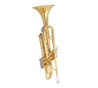 Standard Brass Trumpet instrument in B flat for children beginner students playing graded lacquered Western wind instruments