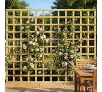 Standard Fence Panel 6ft x 5ft Square Garden Trellis Wooden Screen 4pk | 182.8cm x 150cm, Flat Top Privacy Lattice, Pergola, Balcony & Patio Screening, Treated, Support for Plants & Vegetables