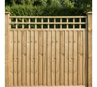 Standard Fence Panel Topper 6ft x 1ft Square Garden Trellis Wooden 4pk | 182.8cm x 30cm, Flat Top Lattice Fencing, Wall-Mount, Add Extra Height & Privacy, Treated, Support for Plants & Vegetables