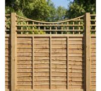 Standard Fence Panel Topper 6ft x 2ft Concave Square Trellis Wooden 4pk | 182.8cm x 60cm, Curved Privacy Lattice Fencing, Wall-Mount or Add Extra Height, Treated, Support for Garden Plants & Veggies