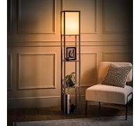 Floor Lamp Shelves Standard Shelf Storage Wooden Standing Living Room Light [EEK: F]