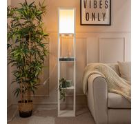 Standard Floor Lamp with Shelf Storage Wooden Standing Living Room Tall Light