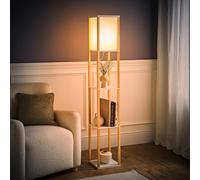 Standard Floor Lamp with Shelf Storage Wooden Standing Living Room Tall Light