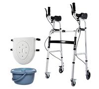 Standard Folding Walker,Adult Upright Walker with Forearm Support,Folding Rollator Walking e with 4 Wheels and Brakes for Seniors, Mobility Aid for Handicap (Silver 2)