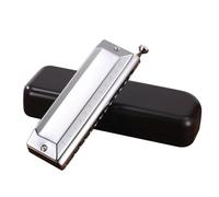 Standard Harmonica 12 Hole Chromatic Harmonica For Adults Beginners And Professionals(Silver)