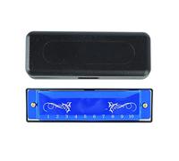 Standard Harmonica, Aluminum and Stainless Steel, Hard, Lightweight, 20 Melodies, Smooth Surface, No Deformation, for Travel for Beginners (Blue)