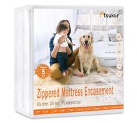 Standard King Mattress Cover Fits 10/11/12 Inch Depth, Absorbent Waterproof Soft Terry Top Zippered Mattress Pad Protector 6-Sides Encased 76"x80"