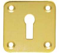 Standard Lock Profile Open Escutcheon 50 x 50mm Polished Brass Keyhole Cover