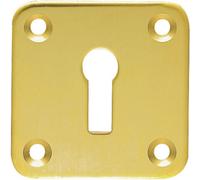 Standard Lock Profile Open Escutcheon 50 X 50mm Polished Brass Keyhole Cover