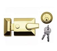 Jedo Standard 60mm Nightlatch - Polished Brass - Key Lock - Nightlatch - Residential & Commercial Doors