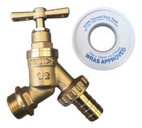 Standard Outdoor Garden Tap 1/2" Hose Union Bib Cock + PTFE Tape Roll