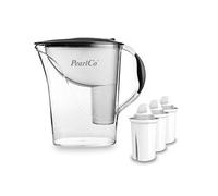 Standard PearlCo Water Filter (Anthracite) with 3 Classic Filter Cartridges - Reduction of Limescale, Chlorine, Lead & Copper - Compatible with Brita Classic - Made in EU
