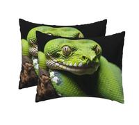 Standard Pillowcases Set of 2, cute green tree python Pillow Cases for Hair and Skin, Soft Breathable Pillow Cases Cover with Hidden Zipper, 20x26 Inches Pillow Covers for Sleeping Gift Bed Pillowcase