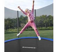 Standard Round Trampoline With Ladder, Padded Poles And Safety Net For Outdoor Use, Blue
