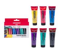 Standard Series acrylic paint colorful metallic set, 6 x 20 ml, lightfast pigments, versatile usage, satin finish