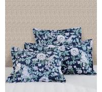 Standard Size 100% Cotton Shams, Pillowcases 2 Pieces Set 20"x26", Dark Garden Pattern, Bloom Floral Blue