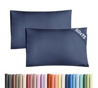 Standard Size Pillow Cases 2 Pack 50x75cm - Extra Soft Pillowcases, Cooling and Breathable Double Brushed Microfiber, Durable Wrinkle Free, Machine Washable, Hotel Quality Pillow Covers - Navy Blue