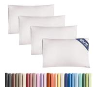 Standard Size Pillow Cases 4 Pack 50x75cm - Extra Soft Pillowcases, Cooling and Breathable Double Brushed Microfiber, Durable Wrinkle Free, Machine Washable, Hotel Quality Pillow Covers - Light Grey