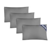 Standard Size Pillow Cases 4 Pack 50x75cm - Extra Soft Pillowcases, Cooling and Breathable Double Brushed Microfiber, Durable Wrinkle Free, Machine Washable, Hotel Quality Pillow Covers - Dark Grey