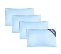 Standard Size Pillow Cases 4 Pack 50x75cm - Extra Soft Pillowcases, Cooling and Breathable Double Brushed Microfiber, Durable Wrinkle Free, Machine Washable, Hotel Quality Pillow Covers - Light Blue