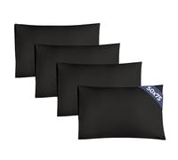 Standard Size Pillow Cases 4 Pack 50x75cm - Extra Soft Pillowcases, Cooling and Breathable Double Brushed Microfiber, Durable Wrinkle Free, Machine Washable, Hotel Quality Pillow Covers - Black